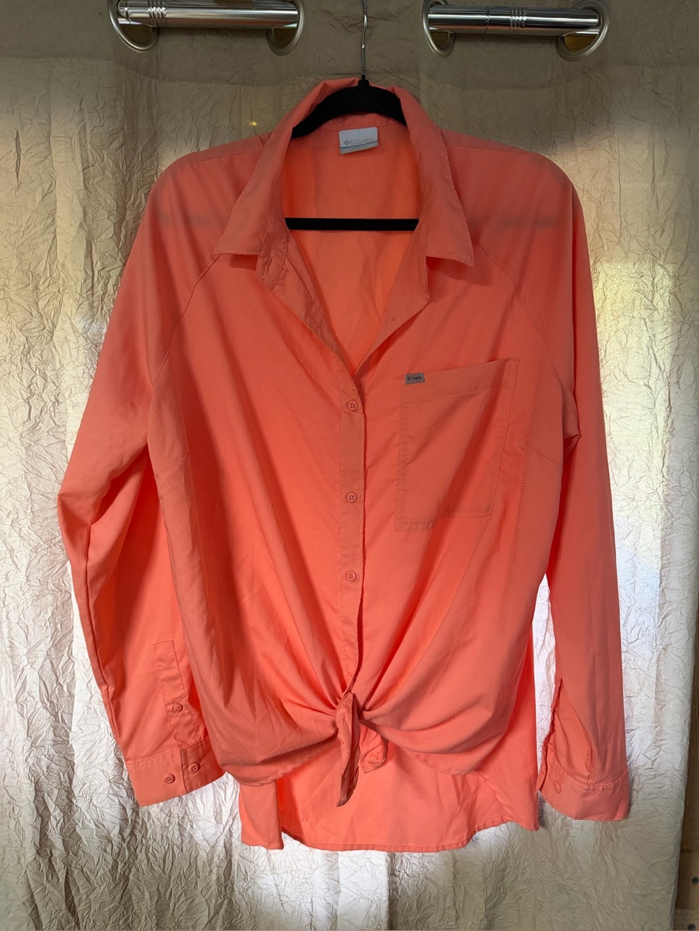 Lightweight Coral Button-Up Shirt